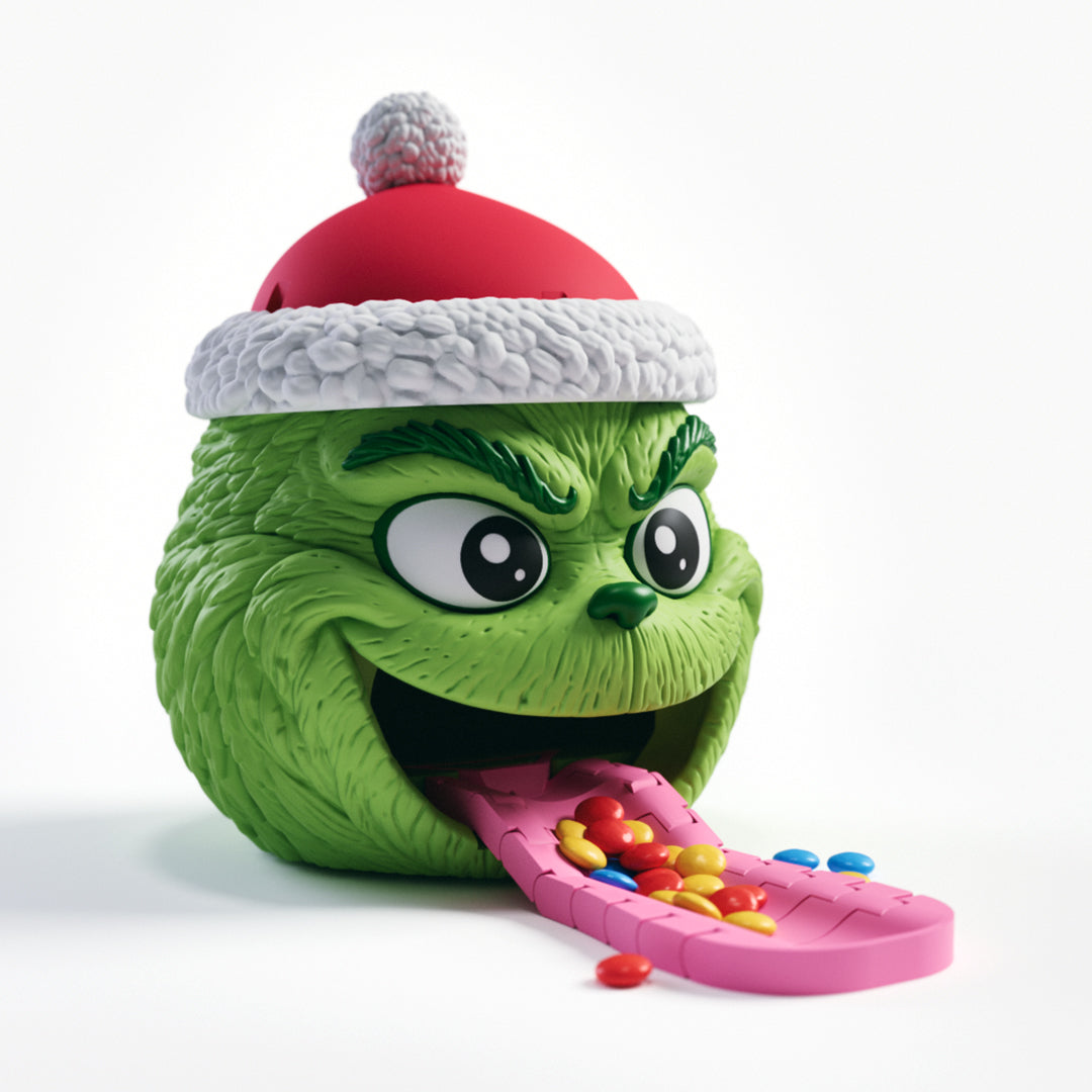 Green Christmas candy dispenser head by Candy Heads